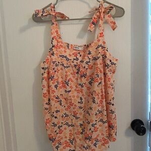 Sonoma Coral and Navy Floral Tank Top